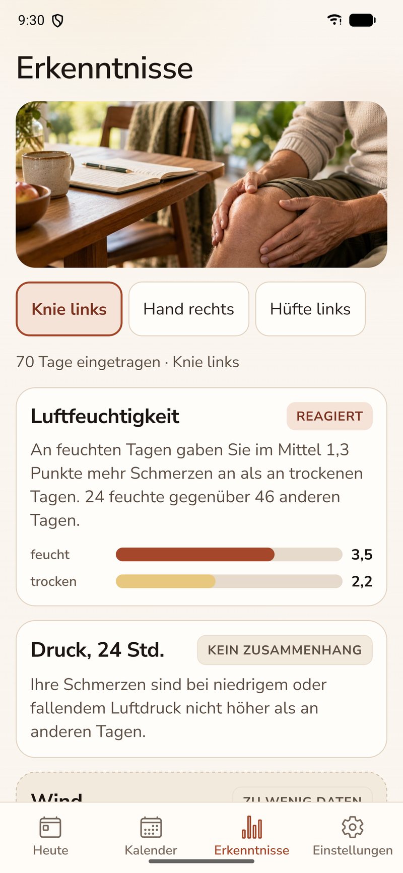 Artrio — Erkenntnisse je Gelenk und je Wetterfaktor