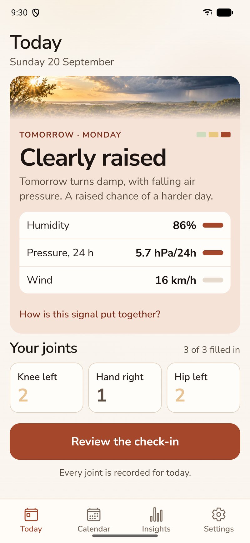 Artrio — Today, with the weather signal for tomorrow
