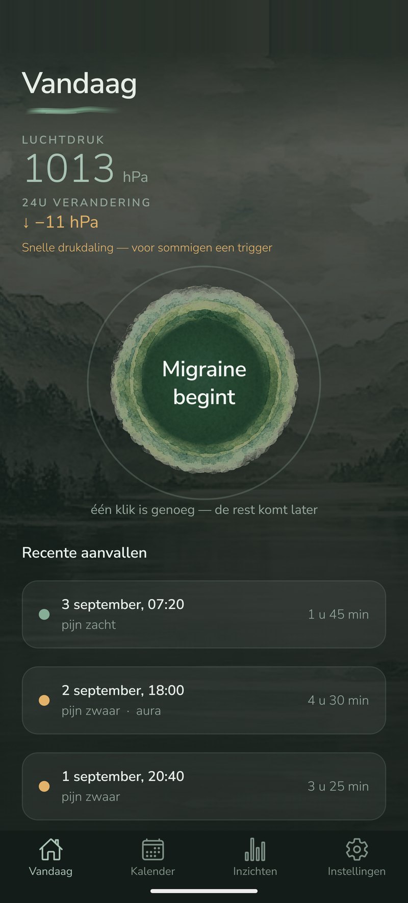 Migrenio — vandaag, met luchtdruk