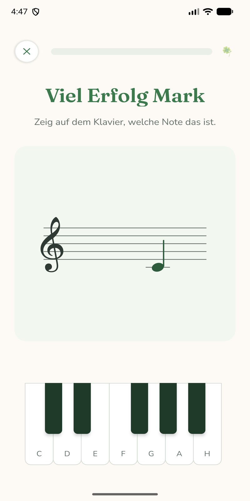MusiClover — eine Übung im Violinschlüssel