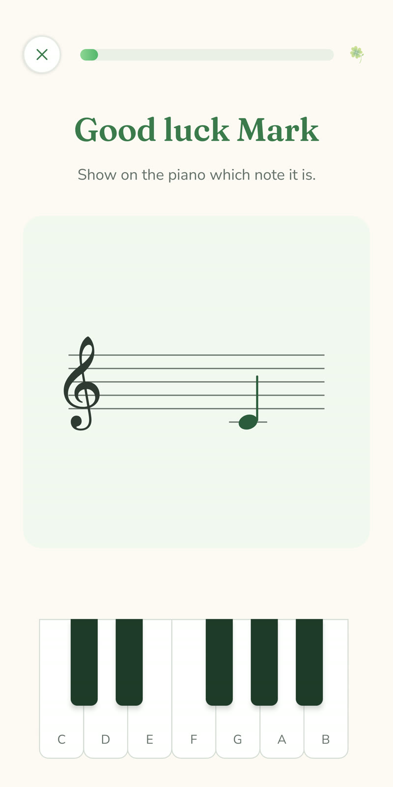 MusiClover — a treble clef exercise