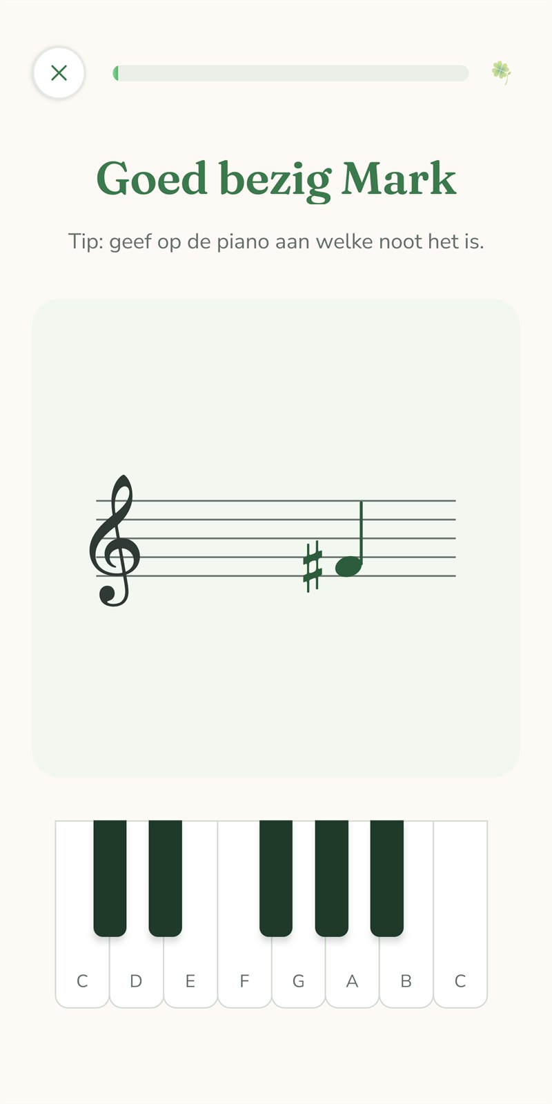MusiClover — een oefening op de G-sleutel